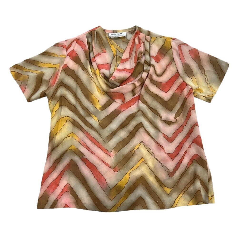 Teddi of California Brown Chevron Blouse 10